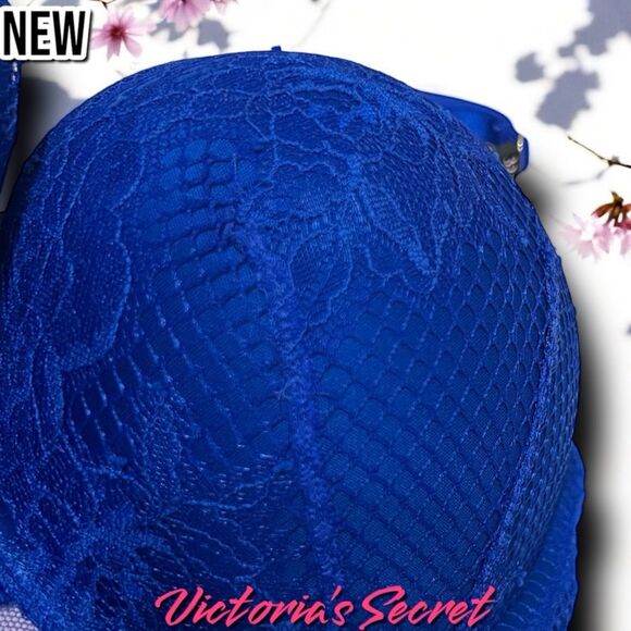 New NWT Victoria Secret Royal Blue Very Sexy Bombshell Add-2-Cups - 32D - Picture 3 of 7